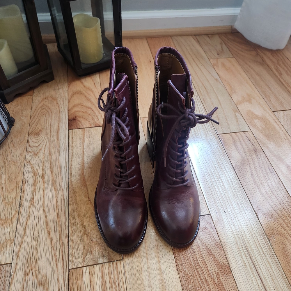 Patricia Nash Burgundy Lace-Up Boots